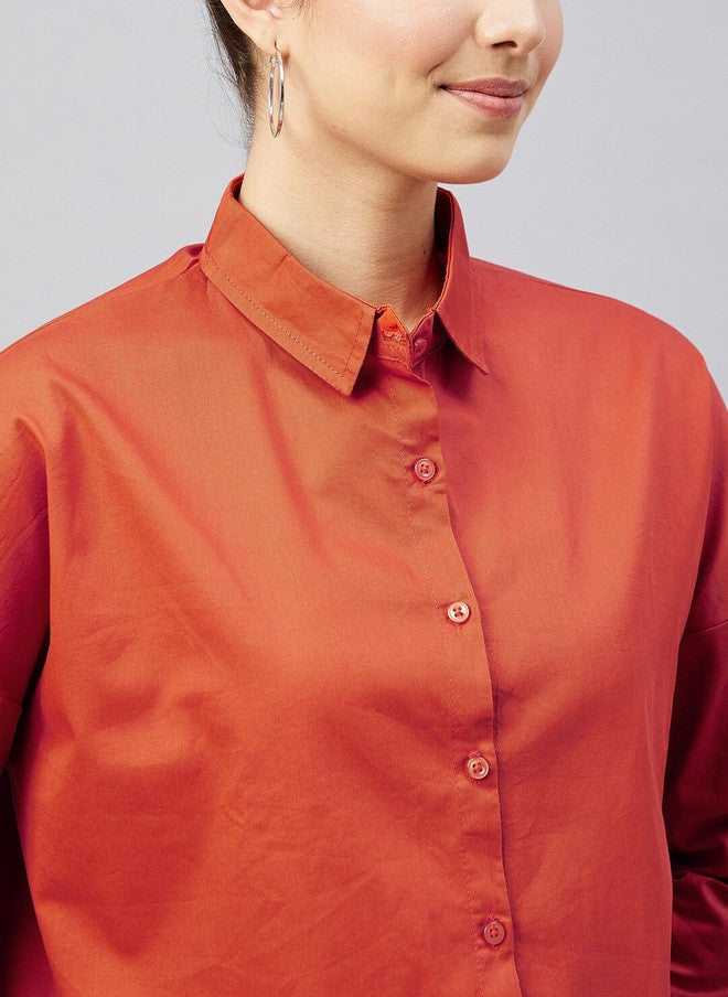 CHIMPAAANZEE Women Red Oversized Casual Shirt - Image 2